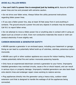 Safety message sent out by Central Hudson Gas & Electric